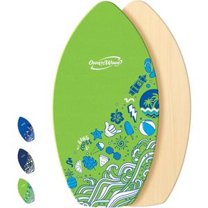 Own the Wave New Zealand Hang Loose Skimboard with Colored EVA Grip Pad and High Gloss Clear Coat Wooden Skim Boards for Kids and Adults | Choose from 2 Sizes and Traction Pad Color (35 Inch, Blue)