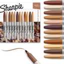 Sharpie Permanent Markers, Special Edition Portrait Colors, Fine Point, 12 Count - Assorted Skin Tone Shades