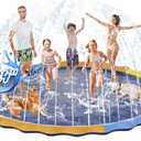 124" Large Splash Pad for Dog and Kids, 10.3FT Non-Slip Sprinkler Mat 1mm Thickened and Foldable Large Pool Summer Fun, Outdoor Water Toys for Dogs and Toddlers