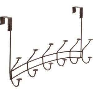 Spectrum Windsor Bronze 6 Hook Over the Door Hooks for Hanging Coats Bags Towels Hats Totes & More, Fits Most Doors Sturdy Steel Storage Rack for Bedroom Bathroom Closet Entryway Organization