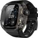 for Apple Watch Ultra 3/2/1 49mm Case [One-Click Open Design] [Aluminum Alloy Inner Frame] [Military Grade Shockproof] Luxury and Rugged Cover with Band for Apple Watch 49mm (Total Black)