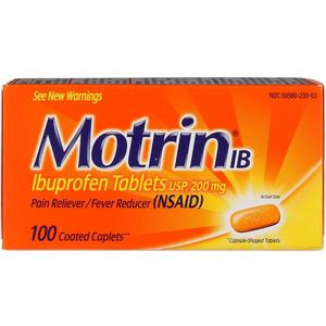 Motrin Ib Caplt Size 100s Motrin Ibuprofen Pain Relief & Fever Reducer, BBD: 03/2028