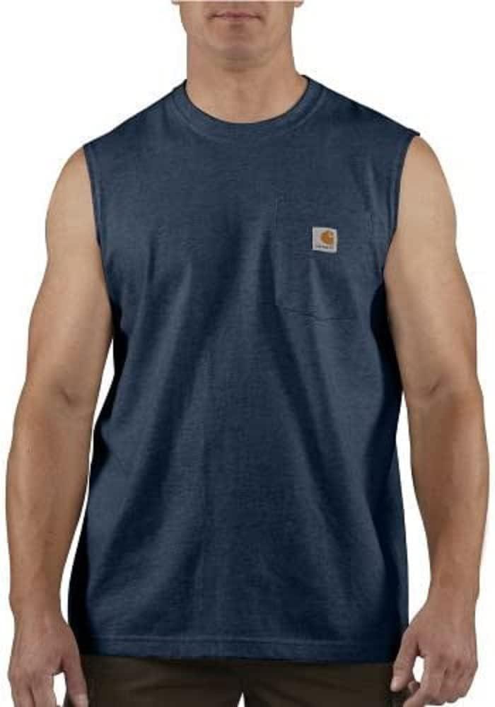 Carhartt Men's Big Workwear Pocket Sleeveless T-Shirt (Large, Navy)