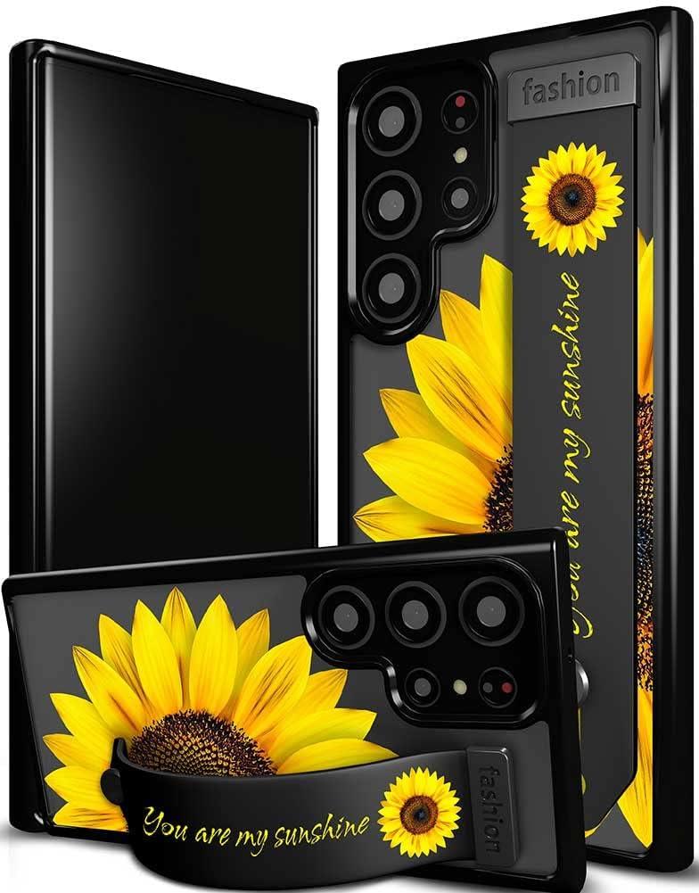 Compatible for Samsung Galaxy S24 Ultra Case Cute with Strap Stand Finger Kickstand, Designer Cool Silicone Cases Funda Cover - Yellow Sunflower Compatible for Samsung Galaxy S24 Ultra Case Cute with Strap Stand Finger Kickstand, Designer Cool Silicone Cases Funda Cover - Yellow Sunflower