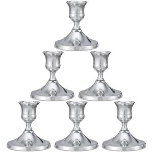 Candlestick Holders Taper Candle Holders, 6PCS Silver Candle Holder Set for Table Centerpiece, Vintage Candle Stand for Table Centerpieces, Home Decor,Weddings,Festival and Parties (6, Silver)