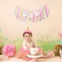 Some Bunny Is One High Chair Banner - Easter Bunny 1st Birthday Highchair Banner for Girls, Spring Rabbit 1st Birthday Decoration, Easter Girl First Bday Decor