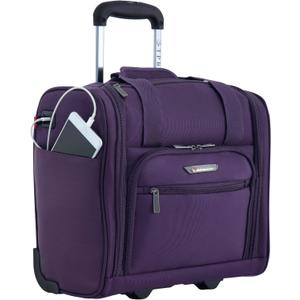 TPRC 15" Smart Under Seat Carry-On Luggage with USB Charging Port, Purple, One Size