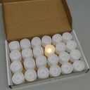 Homemory 24-Pack Flameless LED Tea Lights Candles Battery Operated, 200+Hour Fake Electric Candles TeaLights for Votive, Aniversary, Wedding Centerpiece Table Decor, Funeral, Halloween, Christmas (Warm White Glow, Wax-Color Base)