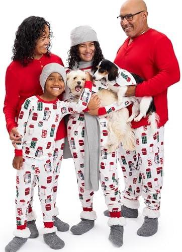 HonestBaby Family Matching Holiday Pajamas 100% Organic Cotton for Men, Women, Kids, Toddlers, Baby Boys, Girls, Unisex, Pets L
