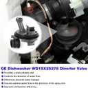 WD19X25278 Dishwasher Diverter Valve Kit Fit For GE Whirlpool Kenmore Maytag Amana Dishwasher Replacement Parts WD00X25260, WD18X21678, WD19X25259