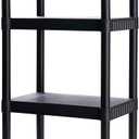 Plano 4-Shelf Plastic Storage Shelves, 48” x 23” x 14”, 200lb Capacity, Pantry, Office, Closet and Garage Shelves, Easy to Assemble, Durable Plastic Shelving Unit, Black
