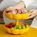 Halloween Pumpkin Snackle Box Container Halloween Decorations Organizer Versatile Snack Storage 2 Tier Lazy Susan Divided Serving Tray (10 inch, Yellow)