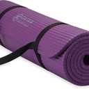 Gaiam Essentials 2/5" Thick (10mm) Yoga & Pilates, Fitness & Exercise Mat with Easy-Cinch Carrier Strap Cusion Support For Fitness and Gym Workouts (Purple)