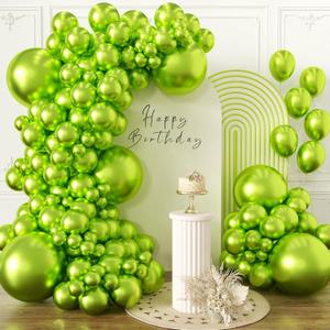 KALOR Metallic Lime Green Balloons 110 Pcs Different Sizes 18 12 10 5 Inch Latex Balloons Kit for Birthday Baby Shower Wedding Graduation Party Decorations