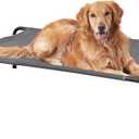 EHEYCIGA Reinforced Elevated Large Dog Cot Bed, Raised Outdoor Dog Hammock, Lifted Pet Platform with Frame and Washable Waterproof Cooling Teslin Mesh and Anti-Slip Feet, 43x26 inch (Grey)