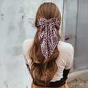 2Pcs Leopard Print Hair Bow Clips, Long Tail Ribbon Satin Leopard Big Metal Hair Bow Barrettes Ponytail Styling Accessories for Women Girls, Red Cheetah Print