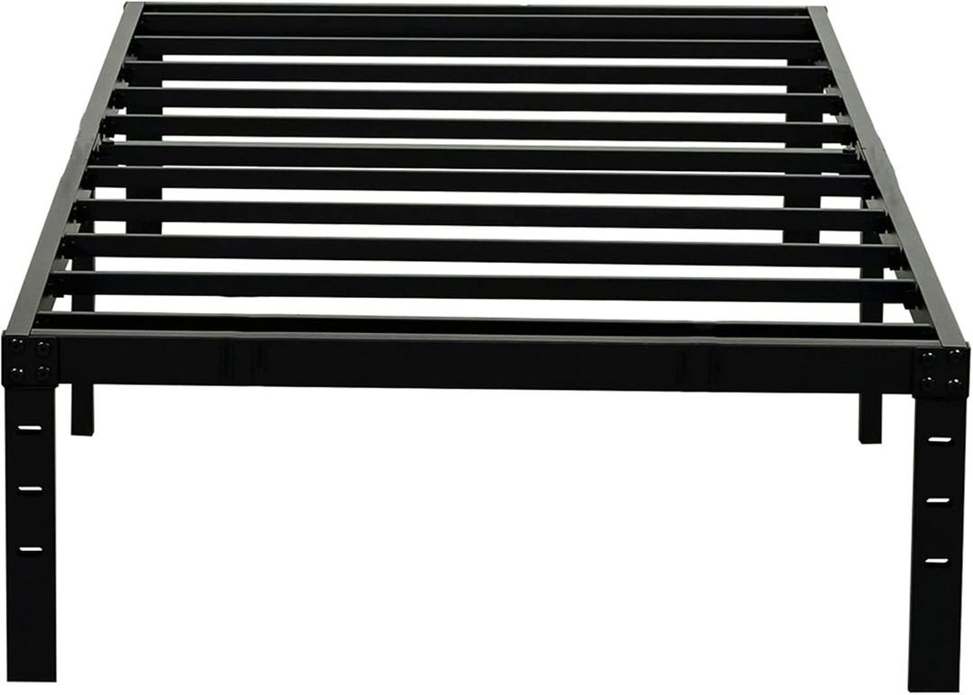 Twin Bed Frames, Heavy Duty Metal Frames with Steel Slats Support, No Box Spring Needed, 16 Inch High Metal Platform Bed Frames with Storage, Non-Slip and Noise-Free, Black