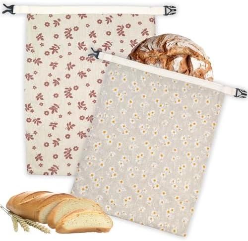 2 Pack Beeswax Bread Bags for Homemade Bread with Zipper, Large 13x17'' Reusable Beeswax Sourdough Bread Storage Bag, Keep Loaves Fresh Longer, Freezer Safe & Airtight, Natural, Zero Waste