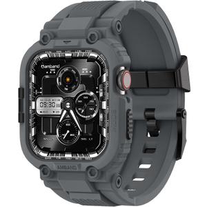 amBand M1 Sport Case Band for Apple Watch Ultra 3/2/1 & SE 3/2/1 & Series 11 10 9 8 7 6 5 4 3 49mm 46mm 45mm 44mm 42mm 41mm 40mm 38mm, Shockproof & Scratch Resistant Rugged Bumper for Men (Gray) amBand M1 Sport Case Band for Apple Watch Ultra 3/2/1 & SE 3/2/1 & Series 11 10 9 8 7 6 5 4 3 49mm 46mm 45mm 44mm 42mm 41mm 40mm 38mm, Shockproof & Scratch Resistant Rugged Bumper for Men (Gray)
