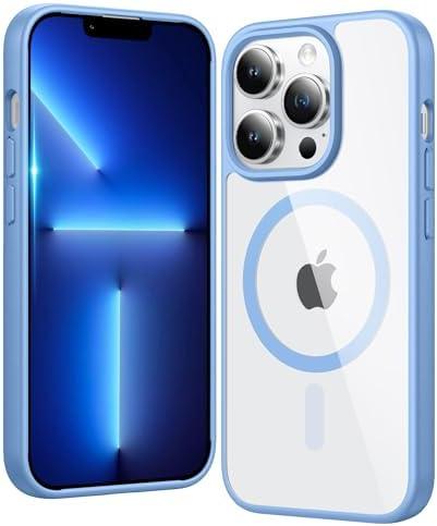 FNTCASE for iPhone 13 Pro-Max Case: Clear Magnetic Phone Cases Compatible with Magsafe Slim Anti Yellowing Military Grade Drop Protection Rugged Transparent Cell Phone Cover (B-Sierra Blue)