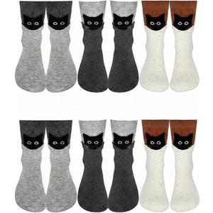 6 Pairs Women Cat Socks Cute Animal Socks Funny Crew Sock Birthday Gift Novelty Cat Sock for Girls Cats Lover women