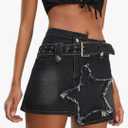 Kisidoo Women's Denim Skirt Vintage Star Patchwork Party Club Jean Skirt Casual Y2k Mini Skirt Skorts Skirts for Women