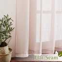 NICETOWN Linen Blend Semi Sheer Curtains 63" L for Nursery, Decorative Grommet Flax Texture Semitransparent Casual Window Treatment Privacy Protect for Flat/Apartment, 52" W, 2 PCs, Dusty Blush