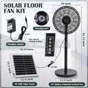 16 inch Solar Oscillating Standing Fan with Solar Panel, Portable Rechargeable Mobile Floor Fans, 14400mah Battery, Two Charging Methods, 4 Speeds, for Bedroom Study or Outdoor(Black)