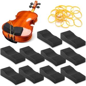 Facmogu 10PCS Foam Shoulder Pads, Economy Sponge Shoulder Pads for 3/4-1/2 Violin, Soft Sponge Rest with Rubber Bands for Concerts & Party - Black