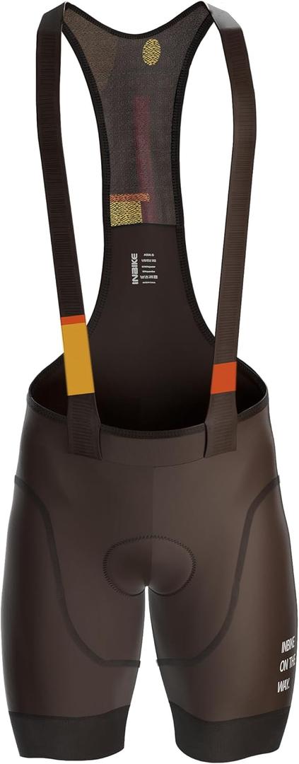 INBIKE Men's Cycling Bib Shorts 3D Padded, Long Riding Pad, Cycling Bibs, Bike Bib Shorts (Large, Coffee)