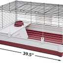 MidWest Homes for Pets 158 Wabbitat Deluxe Rabbit Home, Rabbit Cage, 39.5 L x 23.75 W x 19.75 H Inch, Maroon/White