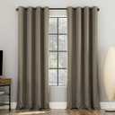 1-Pack Theater Grade Noise Reducing Extreme 100% Blackout Grommet Curtain Panel Pair, 100x 86In Mushroom Brown