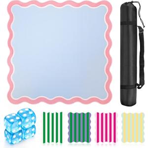 22 in Mini Mahjong Mat for Travel Portable Mahjong Game Mat with 4 Pcs Mahjong Tile Shufflers, Non-Slip Rubber Backing, Foldable Surface & Carry Bag(Blue)