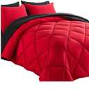 Cosybay Bed in a Bag King Reversible Comforter Sets 7pcs All Season Down Alternative Bedding Sets Red and Black with Comforter, Pillow Shams, Flat Sheet, Fitted Sheet and Pillowcase