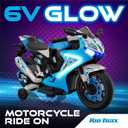 Kid Trax 6V Glow Electric Toddler Kids Motorcycle - Toddler Bike, Indoor/Outdoor Toys, Durable, LED Headlights and Body Light, Realistc Sounds, Kids Ride On Toys, Max Weight 65lbs, Ages 3+, Blue, Medium