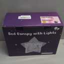 White Bed Canopy with 24 Colors Star Lights for Girls, 8 Corner Princess Canopy Bed Curtains with Color Changing LED String Lights Remote Timer for Adults Women Bedroom, Twin Full Queen King Bed