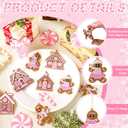 30 Pcs Pink Christmas Gingerbread Hanging Ornaments Pastel Gingerbread Ornaments Candy and House Soft PVC Christmas Tree Wall Hanging Decoration for Xmas Party Office Home Decor Winter