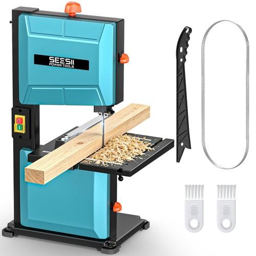 SEESII Benchtop Band Saw for Woodworking: 3A-120V Bandsaw with 8" Cutting Width, Max 3-1/8" Cutting Height, Band Saws with 0-45° Tilting Worktable&Miter Gauge&Double-Sided Fence for Detailed Woodwork