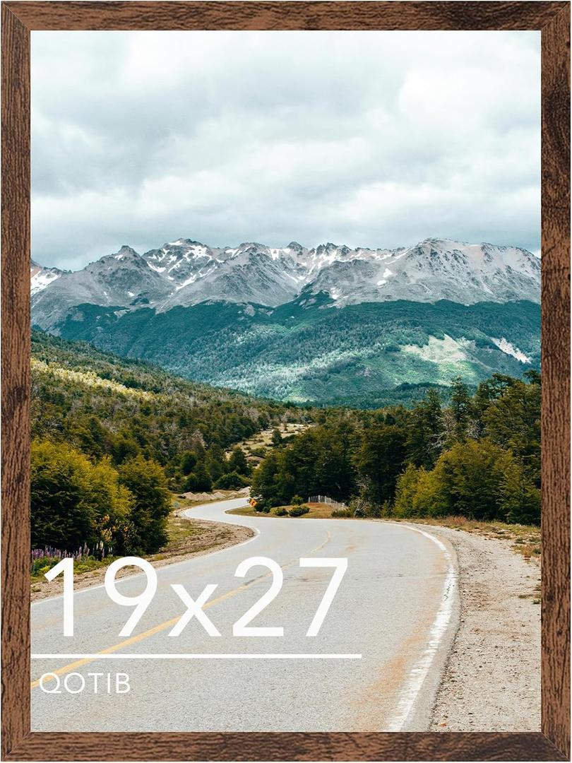 19x27 Picture Frame Deep Brown for Wall Hanging, Wood 19 x 27 Frame Poster Photo Frame for Wall Horizontally or Vertically, Deep Brown, 1 Pack