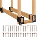 4 Pack Firewood Log Storage Rack Bracket,Indoor Outdoor Adjustable Heavy Duty Powder Coated Steel Holder,Fireplace Wood Storage, Log Holder