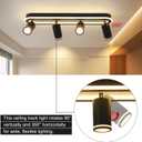 LED 4 Light Track Lighting Spotlight Kit, Black Ceiling Spotlights, Modern Track Light Fixture with Flexibly Rotatable Light Heads, 50W+20W Dual Lighting for Kitchen Living Room, Includes 4 x GU10 Bulb