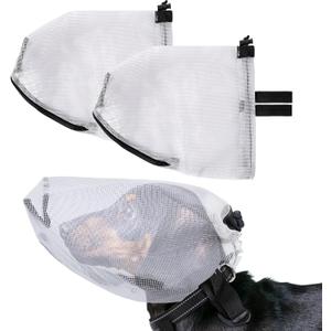 2 PCS Air Mask Dog Foxtail Protection Net with Mouth Zipper Head Protector Dog Preventing Fox Tail Hood Face Guard for Outdoor Hiking Camping (Gray, L)