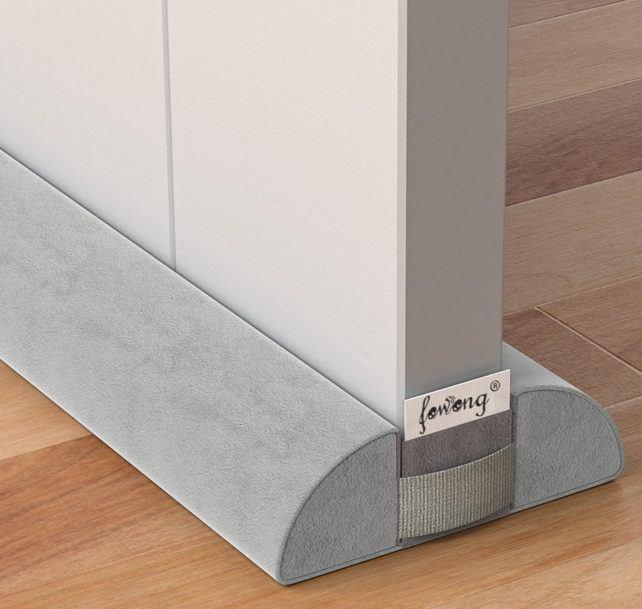 fowong Door Draft Stopper 32 Inch Adjustable Draft Stopper for Bottom of Door, Soundproofing 30" to 32" Noise Blocker Seal Large Gap up to 1.7"", Easy to Install, Grey