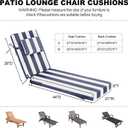 Chaise Lounge Cushions Outdoor 72x21x6 Inch, Fade Resistant 6'' Thicken Outdoor Lounge Chair Cushion with Headrest, Water-Resistant Patio Lounger Pad with Straps, Blue White Striped
