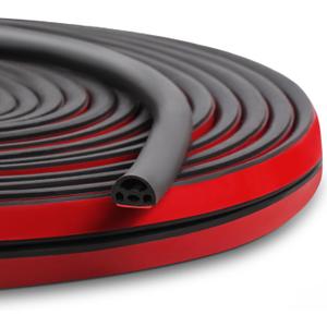 Benory New Upgrade 19.7Ft Silicone Weather Stripping Door Seal, 4-Layer Soundproofing Adhesive Seal Strip for Doors and Windows, Gap Blocker for Large and Small Gaps, Easy to Cut and Install (Black)