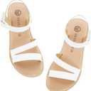 Girls Sandals Strappy Open Toe Outdoor Flats with Hook and Loop Kid Summer Shoes for Girls