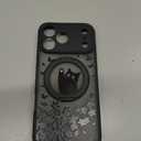 Heaofei Cute Case for iPhone 17 Pro Max Case with Stand [ Compatible with MagSafe ] Kawaii Black Cat & Floral & Butterflies Pattern Design 360 Magnetic Ring Kickstand Phone Cover for Women Girls Boys