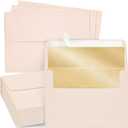 50 Pack Blush Pink 5x7 Envelopes for Invitations, Wedding, A7 Size with Bronze Lining and Self Adhesive Peel and Stick