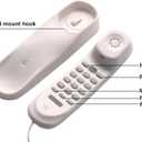 Corded White Wall Phone, TelPal Small Analog Wall Telephone for Seniors Home, Single Line Trimline Landline Phones, No AC Power or Battery Required
