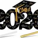 Colingmill 2026 Wooden Graduation Guestbook Sign Set with White and Gold Signature Pen 2026 Guest Book Signature Board Graduation Poster Photo Props for Grad Party Decoration Gift